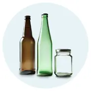 bierflesje, waterfles en glazen pot glas afvalsoort